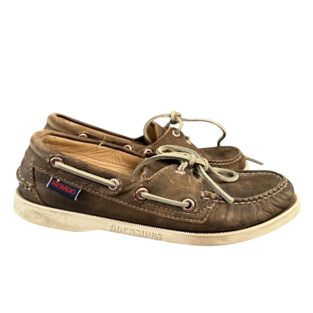 Sebago Docksides Brown Leather Boat Shoes Women's Loafers Nautical Slip On 5.5
